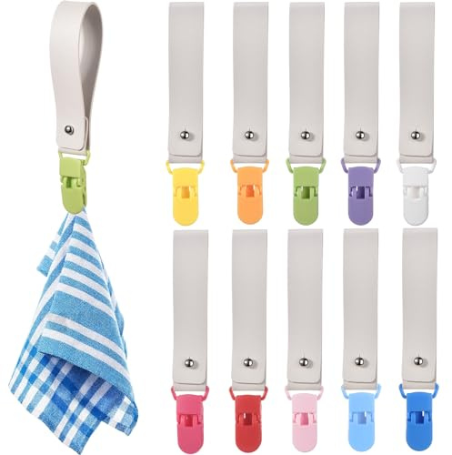 GGXZHT 10 Farben Aufhänger für Handtücher – Handtuch Clips mit Schlaufen - Geschirrtuchhalter Clips - Handtuchklammern für Küche, Bad und Badezimmern