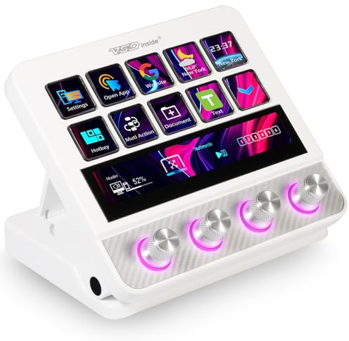 VSDINSIDE Macropad, streaming deck streaming controller Soundboard-tangentbord, programmerbara knappar, USB-snabbtangent för gamer-streamer, ljudmixer för OBS, YouTube, Office Desk Setup, PC, Mac