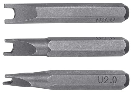 TA-VIGOR 3pcs U2.0 U2.6 U3.0 U-Type Screwdriver Bit Set, 5/32 Hex Shank 28mm Magnetic Screwdriver Bits S2 Steel U-Shaped Security Hex Bits for Manual Screwdriver Precision Repair