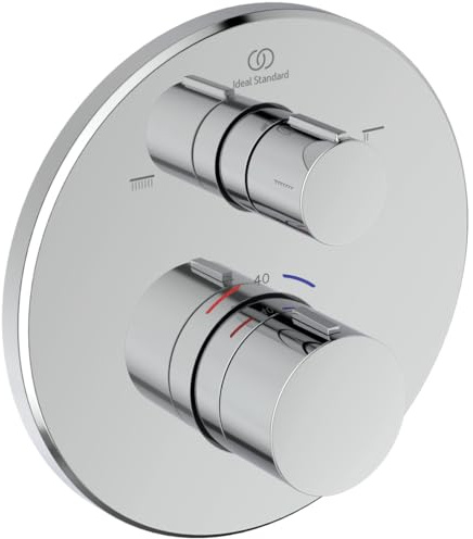 Ideal Standard Ceratherm T100 Badethermostat Unterputz, Wannenarmatur mit Temperatursperre bei 40° C, Thermostat für die Badewanne – Chrom