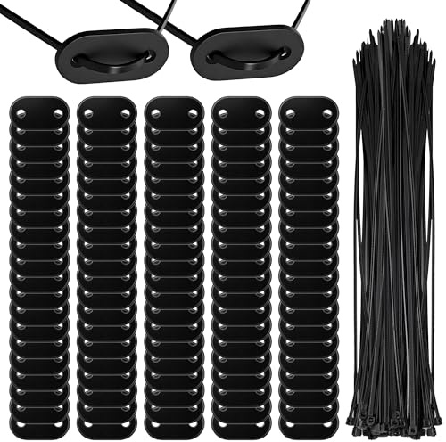 Anbor zest Lot de 100 Kit de Fixation pour Brise-Vue, Colliers de Serrage en Nylon et platines de Montage pour clôtures de Jardin et Brise-Vue de Balcon (Noir)