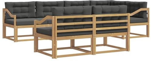 vidaXL Outdoor-Sofagarnitur 6 pcs Weiß und Anthrazit Polyester, Terrasse, modernes Outdoor-Möbelset, wetterfeste Garten-Sofa-Garnitur, Flexible Design-Sitzgelegenheiten aus Akazienholz