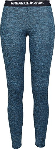Urban Classics Damen Slim Sporthose Ladies Active Melange Logo Leggings TB1658, Gr. 48 (Herstellergröße: S), Mehrfarbig (Turquoise/Black 1178)