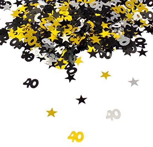 Oblique Unique® 40. Geburtstag Jubiläum Konfetti Gold Silber Schwarz Sterne Tisch Deko 500 Stück