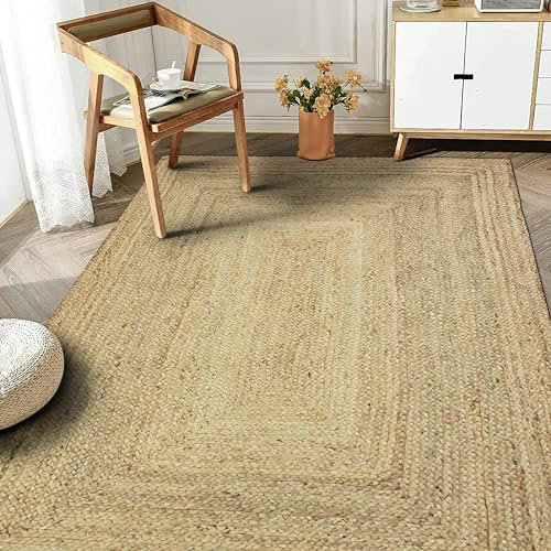 The Deco Factory - Végétal Jute - Tapis en Jute Artisanal Tressé à la Main pour Salon, Chambre, Bureau, Salle à manger, Couleur Naturelle 120 x 170 cm Beige