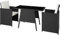 tectake® Poly Rattan Sitzgruppe für 2 Personen, Outdoor Möbel platzsparend zusammenschiebbar, 2 Sessel & 1 Tisch, ideales Balkon Lounge Set, Gartenmöbel, Terrassenmöbel wetterfest - schwarz