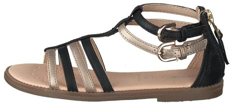 Geox Fille J Sandal Karly Girl Sandales, Black/Platinum, 37 EU