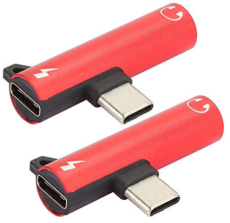 Dilwe1 Adattatore da Tipo C a 3,5 mm da 2 Pezzi, Adattatore Jack per Cuffie Caricabatterie USB 2 in 1, Adattatore distributore per Cuffie Piegato Liberamente per telefoni di Tipo C,