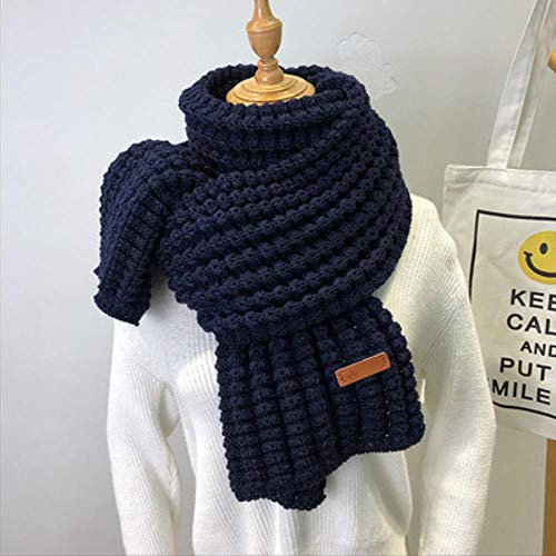 UKKD Winter Gestrickter Schal - Mode Frauen Lange Weibliche Vintage Große Schals - Weiche Warme Pashmina Verdickte Wolle, Blau