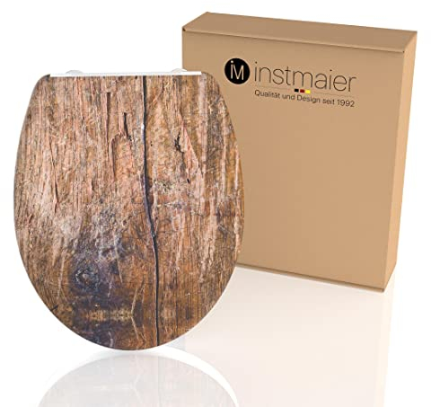 instmaier WC 7 | Klodeckel Absenkautomatik Motiv | WC-Sitz | Toilettensitz mit Schnellverschluss | Klobrille Wellness Holz | Klositz aus Duroplast | Einfache Montage