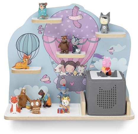 stadtecken Kinder Regal für Musikbox I Geeignet für die Toniebox und ca. 50 Tonies I Perfekte Aufbewahrung für Kinderzimmer I zum Aufstellen oder Aufhängen (Oben, Mittel)