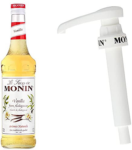 MONIN Premium Vanilla Syrup 700 ml & 10 ml pump for 1 L PET and 25 cl MONIN Premium Syrup bottles