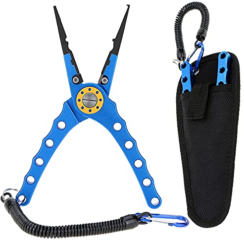 doorslay 20cm Außen Fishing multifunktionale Angeln Zangen Linie Cutter Hook Remover Tackle-Sprengring-Zange Hakenlöser-Zange Schnur-Schneider & Mehr mit Tasche