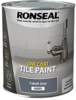 RONSEAL One Coat Watercolour Tile Paint Cobalt Gry Gls 750ml, Grey, RSLOCTPGG750