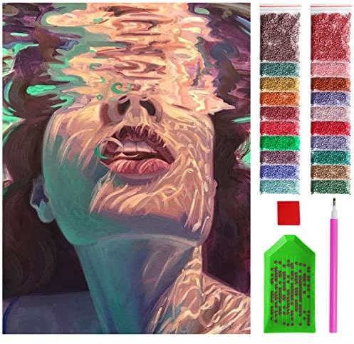 ARTULIO Diamond Painting Set - Tauchendes Mädchen im Wasser - 30x40 cm – 5D Diamant Painting Bilder, Diamond Painting Erwachsene