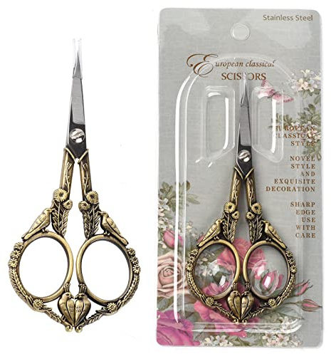 SUNNYCLUE 4.67 Zoll Stickerei Nähschere Edelstahl Retro Stil Pfau Nähschere Zum Schneiden von Papier Stoff Basteln Einfädeln Kreuzstich Haushalt Täglicher Gebrauch Antik Bronze