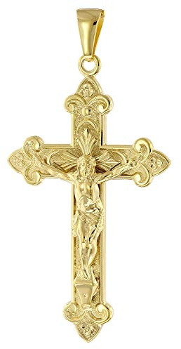 trendor Kreuz-Anhänger mit Korpus Gold 333 (8 Karat) 45 x 29 mm 41058 | zeitloser Halsschmuck für Herren, elegante Geschenkidee aus Echtgold,
