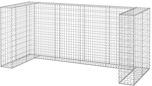 Gecheer Gabionenwand für Mülltonnen Gabione Gabionen Steinkorb Steingabionen Mülltonnenverkleidung Mülltonnenbox Verzinkter Stahl 250 x 100 x 110 cm (L x B x H)