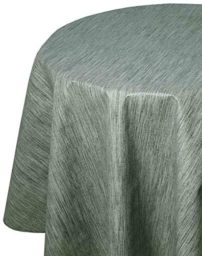 Wachstuch Wachstischdecke Tischdecke Gartentischdecke Größe wählbar Robuste Leinen Prägung Tannengrün Rund 90 cm abwaschbar
