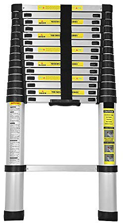 Tubiaz 4,4M Teleskopleiter, Aluminiumleiter - Rutschfester Klappleiter Stehleiter Mehrzweckleiter - 150 kg/330 Pfund Belastbarkeit - 15 Sprossen