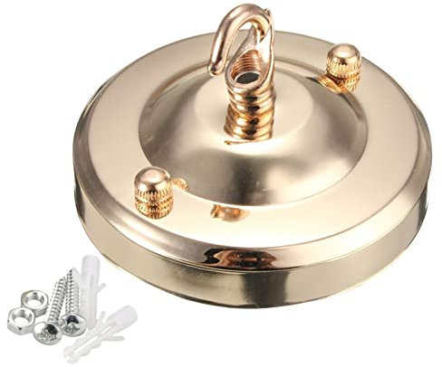 Milageto Ceiling Rose Hook Plate Living Room Ceiling Lamp Lighting Fixing Plate Ceiling Rose with Hook Heavy Duty Maintenance Ceiling Hook Plate, Gold