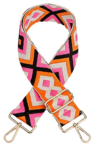 Verstellbarer Schultergurt für Taschen, 5cm Breit Ethno-Stil Taschengurt Schulterriemen Riemen für Taschen Handtaschen Boho Umhängetasche Gurte mit Gold Karabinerhaken DIY Taschenherstellung,80-130cm