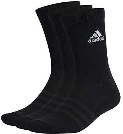 adidas Cushioned Crew Socks 3 Pairs, Calze Medie Unisex-Bambini, Black/White, 5-6 Anni