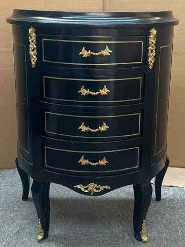 Casa Padrino Barock Kommode mit 4 Schubladen Schwarz/Gold - Handgefertigte Massivholz Kommode im Barockstil - Handgefertigte Barock Möbel - Edel & Prunkvoll