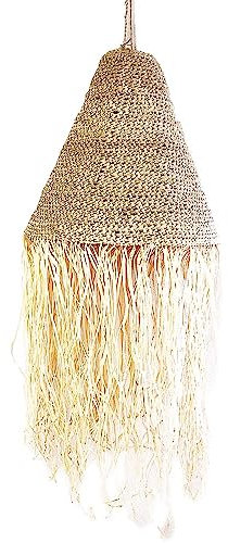 ARTIGIANATO VULCANO Lustre marocain en paille tressée – 40 x 40 x 40 cm