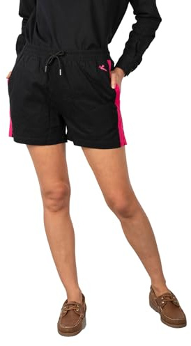 Rydale Ladies Cotton Shorts Women's Pull On Chino Short Elastic Waist 7 Colours (UK, Numeric, 16, Regular, Regular, Black/Bonbon)
