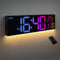 HAITANG Wanduhr Digital - 8 Farben Digitale Wanduhr 16,2 Große Digitale Uhr mit Temperatur, Datum, Nachtlicht, Automatische Helligkeitsregelung, 24/12-Stunden für Wohnzimmer Büro Fitnessstudio