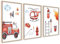 ag.art deco 3er Kinderzimmer Poster Set | 3 Stück 50x70cm | Feuerwehr Feuerwehrauto Feuer Feuerwehrmann | Mädchen und Junge Bilderset | ohne Rahmen
