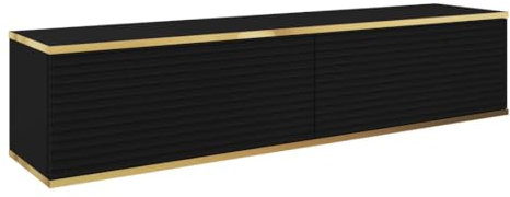 Meuble TV Or 135 cm, Meuble TV Suspendu, Meuble TV, Différentes couleurs, Mobilier de salon, Style moderne (Noir II)