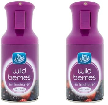 2 x 250ml Air Freshener Dry Spray Wild Berries Long Lasting Fragrance Rids Bad Oudurs
