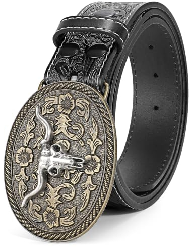 BELTROAD Western Leder Schnalle Gürtel für Männer Frauen Cowboy Cowgirl Herren Ledergürtel für Jeans Weihnachten Herrengürtel Geschenke