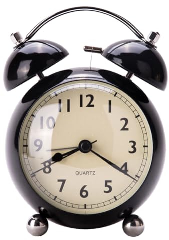 BYNYXI Wecker Analog Retro, 4 Zoll Doppelglocke Wecker mit Nachtlampe batteriebetrieben Retro Kinder Wecker Analog mit großes Zifferblatt Wecker Analog Vintage Ohne Ticken Laut Quarz Wecker Tischuhr