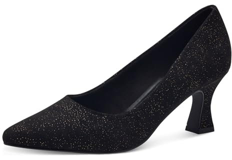 MARCO TOZZI Damen Pumps Spitz Vegan, Schwarz (Black/Gold), 39 EU