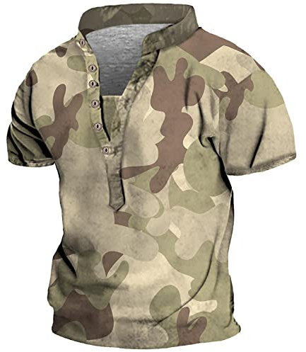 Herren Henley Hemd Arbeitspullover Herren Herren Tshirt Oversize Herren T Shirt Henley Herren Hemd Rot Shirt Lang Jagdhemd Herren Sweatshirt Mit Brusttasche(#6 Beige,XXL)