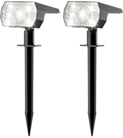 SUNKENET 2 Piezas Luces Solares Exterior, 56 LEDs 3 Modos de Brillo, Luz Jardín Con IP65 Impermeable, Focos Solares Para Patio, Caminos, Piscina, Suelo (Blanco Frío)