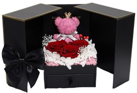 San Valentino Regalo Di Compleanno Collana Anello Set Scatola Nozze Anniversario Natale Bracciale Della Mamma Per Lei, Moglie, Mamma, Sorella, Donna, Fidanzata, Amica, Signora (Rosa e rosso)