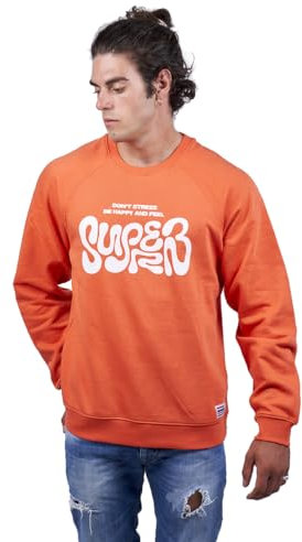 Don't Stress SO-SPRB01 Herren-Sweatshirt mit langen Ärmeln, orange, X-Small