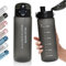 Trinkflasche, Sport Trinkflasche,780ML Auslaufsicher Sport Wasserflasche, Sportflasche für Fahrrad, Camping, Yoga, Gym (1 Flasche) (Matt Schwarz)