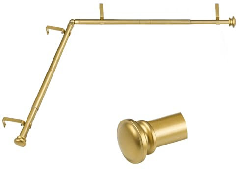 TONIAL Gardinenstangen für Eckfenster, 81,3–218,4 cm Mittelstange für Fenster, 50,8–208,3 cm Seitenstangen für Fenster, 1,9 cm dekorative Vorhangstangen mit kleinem Endknauf, Gold