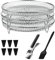 YUNYODA Air Fryer Accessories, 3 Stackable Dehydrator Racks, Air Fryer Racks Stainless Steel Fit All 4.2-5.8 QT Air Fryer, Oven, Pressure Cooker With Oil Brush and Clamp