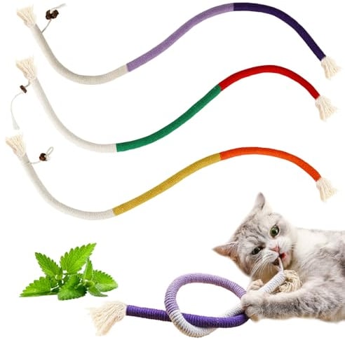 Katzenminze-Spielzeug für Indoor-Katzen, schlangenes Seilspielzeug mit Gallenfrucht für Katzen, zum Kauen und Zahnen, interaktives Katzenkauspielzeug, Zähnereinigung Katzenspielzeuge