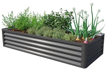 GFP PRIMEYARD Carré Potager surélevé LUCA, Acier, Anthracite 180x75x35 cm