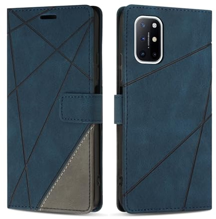 SONWO Handyhülle für OnePlus 8T Hülle, Premium PU Leder Handyhülle Wallet Silikon Schutzhülle Klapphülle für OnePlus 8T, Blau