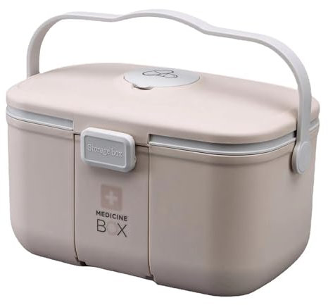 Homavit Medikamenten aufbewahrung, 2 ebene Arzneimittel box große, mit griff, A ufbewahrung Arzneimittel tragbare, medizinbox, geeignet für hause e freien (Rosa)