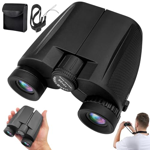 Rseuphiee 10x25 Fernglas, Fernglas for Erwachsene Kinder, High Powered Klein ferngläser, Faltbares Binocular mit Trageriemen und Tasche, für Vogelbeobachtung Konzerte Wandern Reisen Jagd.
