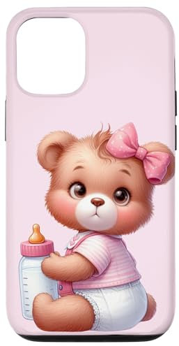 iPhone 13 Baby Girl Teddy Bear Baby Shower Gender Reveal Case